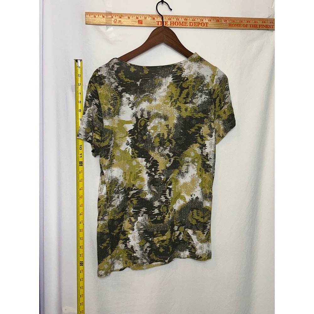 Christopher‎ & Banks Women's Short Sleeve Scoop Neck T-Shirt Green Print Size M - Picture 3 of 3